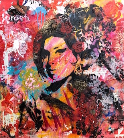 Amy Winehouse mixed media pop art neo pop music muziek moderne kunst schilderij artist nick twaalfhoven