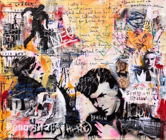 David Bowie Heroes mixed media pop art neo pop music muziek moderne kunst schilderij artist nick twaalfhoven