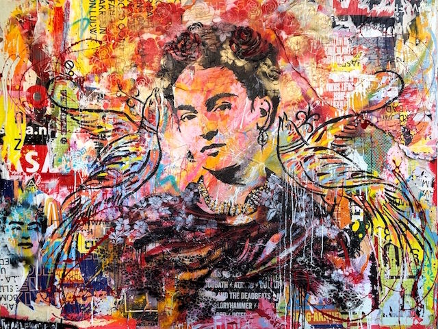 Frida Khalo 2 mixed media pop art neo pop music muziek moderne kunst schilderij artist nick twaalfhoven