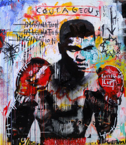 Muhammed Ali  mixed media pop art neo pop music muziek moderne kunst schilderij artist nick twaalfhoven