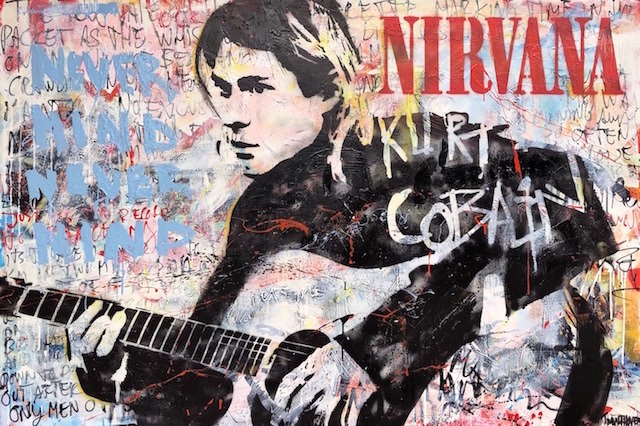 Nirvana mixed media pop art neo pop music muziek moderne kunst schilderij artist nick twaalfhoven