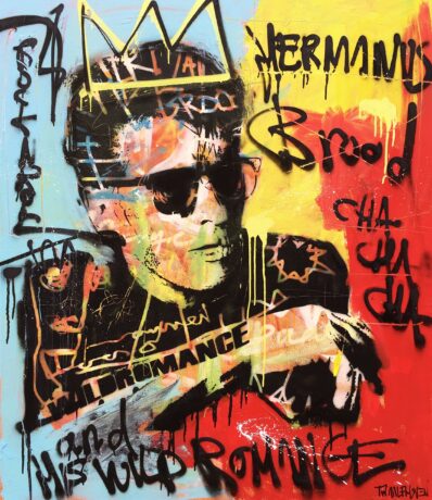 This Herman Brood painting 140x120 is an original neo-pop artwork from Dutch artist Nick Twaalfhoven. Made with mixed media techniques, stretched on canvas and finished with clear varnish.