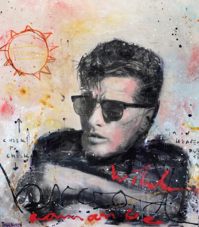 This Herman Brood portrait 140x120 painting is an original neo-pop artwork from Dutch artist Nick Twaalfhoven. Made with mixed media techniques, stretched on canvas and finished with clear varnish.