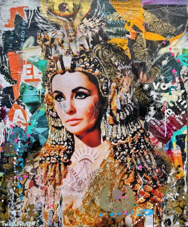 This Elisabeth Taylor painting is an original neo-pop artwork from Dutch artist Nick Twaalfhoven. Made with mixed media techniques, stretched on canvas and finished with clear varnish.